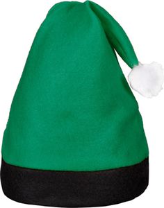 Weihnachtsmütze Nikolausmütze grün mit schwarzem Rand 42