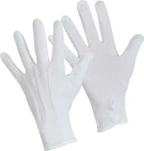 Deluxe Handschuhe Weiß mit Druckknopf Baumwolle Clown Karneval Fasching Halloween