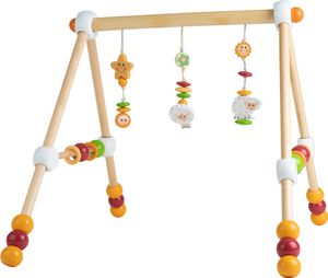 Bieco Spieltrapez Schaf | Spielbogen für Babys mit Figuren, Rasseln und Kugeln | Spielebogen Holz Baby | Spieltrapez Holz | Mobile Holz | Activity Center Baby | Baby Gym | Spielbogen für Babys Holz