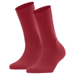 FALKE Damen Socken 2er Pack - Sensitive London, Kurzsocken, einfarbig Rot 39-42