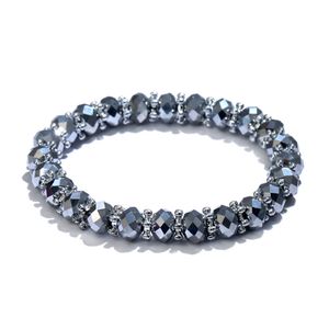 Elegantes Perlen-Armband, Armreif, Damen-Schmuck, Geburtstag, Jahrestag, Geschenk-Grau