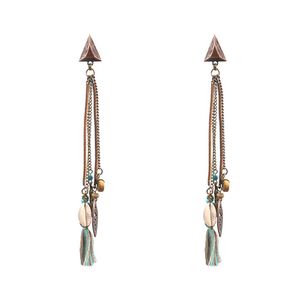 Frauen Boho Sonnenblume Muschel Ochsenhorn Quaste baumeln Ohrringe Eardrop Schmuck Geschenk-2#