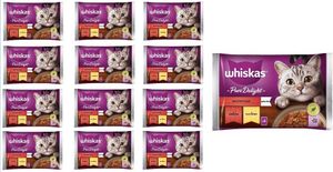 Whiskas Adult 1+ Katzenfutter Pure Delight Geflügel in Gelee mit Rind und Huhn, 52 Portionsbeutel, 13x4x85g