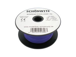 Schönwitz 51358 100 Meter Draht Kupferschaltdraht Schaltdraht 0,5mm 1-adrig violett / lila