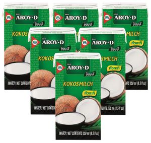 [ 6x 250ml ] AROY-D Kokosmilch Kokosnussmilch Cocosmilch, Coconut Milk