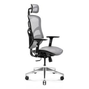 Diablo V-Basic Ergonomischer Stuhl Bürostuhl Chefsessel verstellbare Armlehnen 3D Kopfstütze Wippfunktion Netzstoff Farbwahl (schwarz/grau)