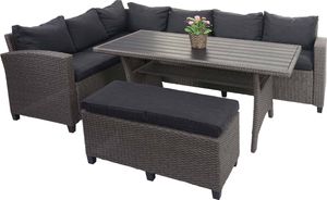 Poly Rattan Garnitur MCW-E96, Garten-/Lounge-Set Sitzgruppe, Spun Poly halbrundes Rattan  grau, Kissen anthrazit