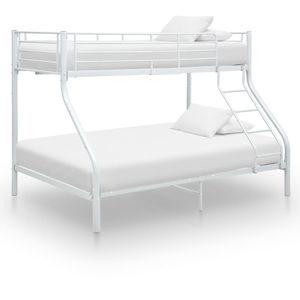 vidaXL Rám patrové postele bílý kov 140x200 cm/90x200 cm