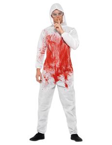 Herren Kostüm blutiger Forensiker Psychopath Halloween Gr.M
