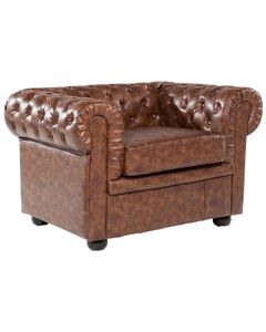 BELIANI Sessel Braun Kunstleder Chesterfield Stil Wohnzimmer Salon