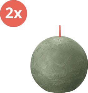 Bolsius - Rustikale Kugelkerze - Ø76mm - Frische Olive - Vorteilspack - 2 Stücke