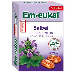 Em eukal Box Salbei Hustenbonbon Ätherische Öle zuckerfrei 50g