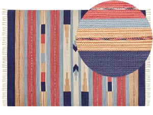 BELIANI Kelímový koberec viacfarebný bavlna 140 x 200 cm ručne tkaný obojstranný geometrický vzor so strapcami tradičný boho štýl