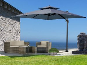 Ampelschirm Premium Mallorca 3x3m Grau UV 50 Terrassenschirm Sonnenschirm mit Schutzhülle