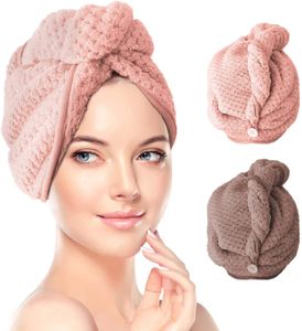 Turban Haartrockentuch 2 pcs Handtuch Kopftuch Schnelltrocknend saugfähig Haar Trocknendes Tuch für Mädchen Frauen
