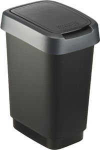 Rotho Abfalleimer 10 L Twist - Swingeimer 24,8 x 18,1 x 33,0 cm - Mülleimer Kunststoff - Müllbehälter - Abfallsammler Schwing- oder Klapp-Funktion