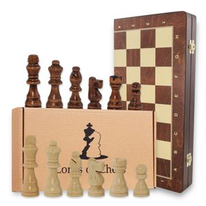 Schachspiel schach Schachbrett Holz hochwertig - Chess board Set klappbar mit Schachfiguren groß für Kinder und Erwachsene 40 x 40 cm