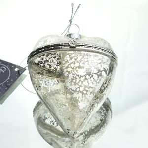 Decoris® Geschenkanhänger Herz Transparent & Silberfarben 8 cm - Glas