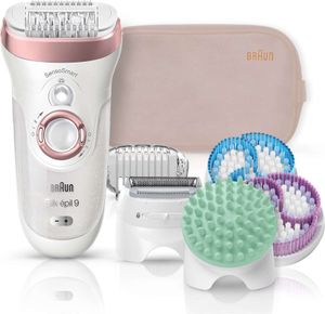 Braun Silk-épil 9 9/897 Geschenkset – SkinSpa SensoSmart Epilierer mit Andruckkontrolle, roségold, mit Wildledertasche