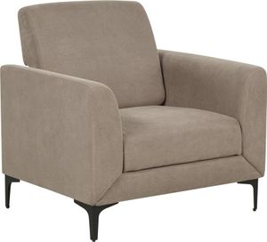 BELIANI Sessel Taupe Stoffbezug mit Schwarzen Metallbeinen Hoher Rückenlehne Armlehnen Dickes Sitzkissen Retro Wohnzimmer Armsessel Polstersessel