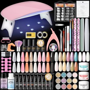 Acrylnagel Set Komplettset für Anfänger Poly Nail Extension Gel Set mit 6W UV LED Licht Slip Solution Base Top Coat Acryl Pulver Flüssigkeit Set Acrylnagel Set Komplettset für Anfänger Poly Nail Extension Gel Set mit 6W UV LED Licht Slip Solution Base Top Coat Acryl Pulver Flüssigkeit Set