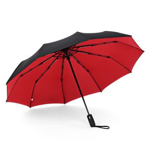 Regenschirm Auf-Zu-Automatik Stabil Damen Herren Sturmsicher Groß Taschenschirm Rot