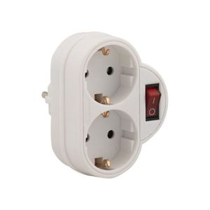 Steckdosen-Adapter mit Schalter und 2 Schuko Stecker Mehrfachstecker Mehrfachsteckdose Zwischenstecker