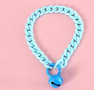 Pet Bell Halskette für Katze, Hund, Kaninchen, Teddy, Harz, Macaron, Bonbonfarbe, Bell-Halskette, Geburtstag, Deaor Blau S(18-30cm)