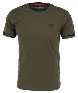 ALPHA INDUSTRIES ROLL-UP SLEEVE T Herren T-Shirt, Größe:XL, Farbe:Brushstroke Green 634