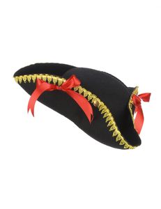 Piraten-Hut mit Schleife für Damen schwarz-rot-gold