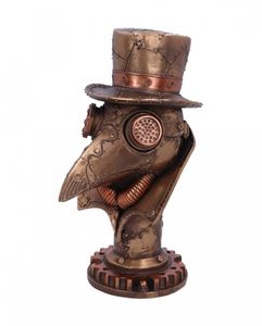 Bronzefarbene Steampunk Pestdoktor Figur als Büste 23 cm