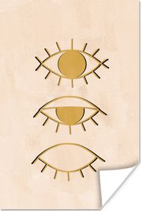 MuchoWow® Poster Boho - Augen - Gold - Abstrakt 60x90 cm - Wanddekoration