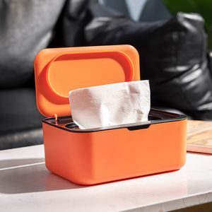 Tissue Aufbewahrungsbox Feuchttücherbox Tuchbox Tuchspender mit Deckel, Taschentuchspender, Orange, Kosmetiktücherbox