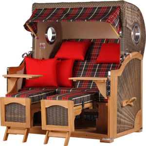 Strandkorb - bene living - Ammersee Grande XL Teak Bullauge - PE grau - Modell 529 - 2,5-Sitzer inkl. Liftersystem