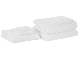 BELIANI Badehandtuch 4er Set Weiß Baumwolle 30x50 cm / 50x100 cm / 70x140 cm / 100x150 cm Frottee Handtücher in verschiedenen Größen