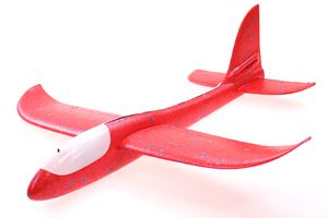 Rotes  XXL Segelflugzeug Segelflieger aus Styropor mit LED Beleuchtung 49*48*12,5cm Flugzeug Flieger Outdoor-Sport Wurf-Spielzeug