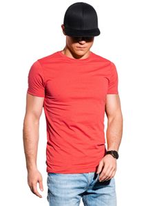 Ombre Herren T-shirt Top Kurzarm Shirt Rundausschnitt Einfarbig Casual Basic für Männer 100 % Baumwolle 7 Farben S-XXL S1370 Rosa L