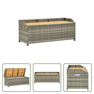 The Living Store Ławka ogrodowa ze schowkiem 120 cm Poly Rattan Grey