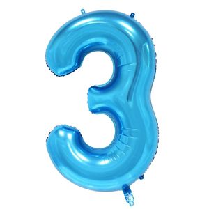 Oblique Unique 1x Folien Luftballon mit Zahl 3 Kinder Geburtstag Jubiläum Party Deko Ballon blau