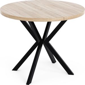 Runder Ausziehbarer Esstisch - Loft Style Tisch mit Metallbeinen - 100 bis 180 cm - Industrieller Quadratischer Tisch für Wohnzimmer - Spacesaver - Eiche Sonoma - 100 cm