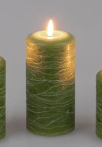 LED Kerze KLASSIK grün H. 15cm D. 7cm mit Timerfunktion Formano