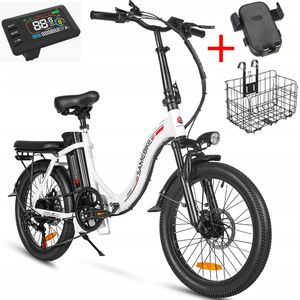 Rower elektryczny 250W 25km/h 12Ah Samebike CY20 20" City E-BIKE Biały + koszyk + stojak