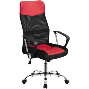 Yaheetech Bürostuhl, Schreibtischstuhl ergonomisch, atmungsaktiver Bürodrehstuhl mit hoher Netz-Rückenlehne, Wippfunktion Office Chair