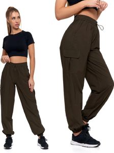 Moraj Damen Cargohose Baggy Hose Parachute-Hose Hoch-Bund Freizeithose mit Gummizug Vintage Streetwear 5400-001, Khaki, S Moraj Damen Cargohose Baggy Hose Parachute-Hose Hoch-Bund Freizeithose mit Gummizug Vintage Streetwear 5400-001, Khaki, S