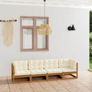 Prolenta Premium  4-Sitzer-Gartensofa mit Kissen Kiefer Massivholz