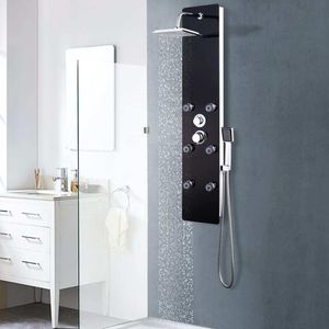 vidaXL Duschpaneel Glas 25×44,6×130 cm Schwarz vidaXL Duschpaneel Glas 25×44,6×130 cm Schwarz