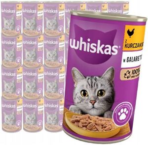 Whiskas Adult 1+ Katzenfutter Nassfutter mit Huhn in Gelee, 24 Dosen (24 x 400g)