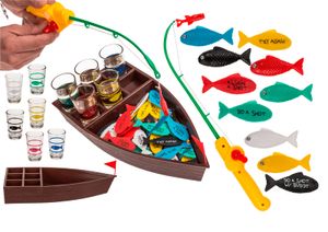 Fische angeln Trinkspiel, Partyspiel mit 6 Shooter Gläsern