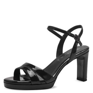 Tamaris Damen Sandalette Lack Plateau Blockabsatz 1-28337-42, Größe:37 EU, Farbe:Schwarz