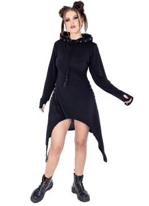 Poizen Industries Asymmetrisches Kleid Augusta Dress Gothic Nieten Sweatkleid